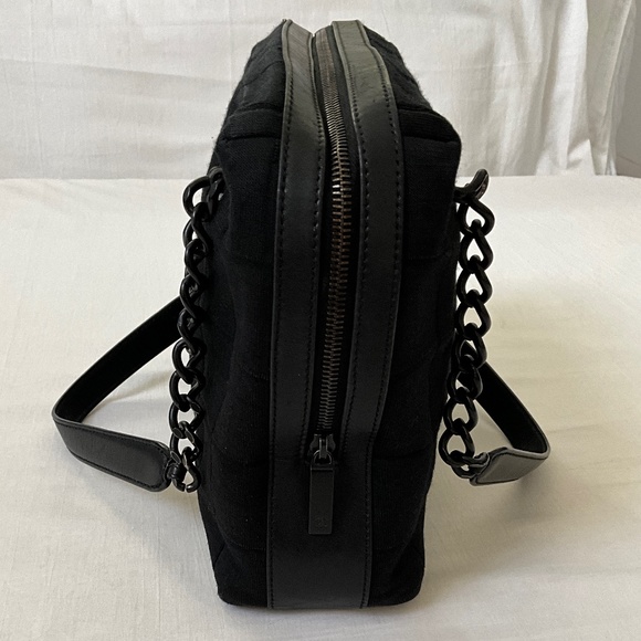 CHANEL Vintage Jersey Square Quilt Shoulder Tote Black - Picture 4 of 15